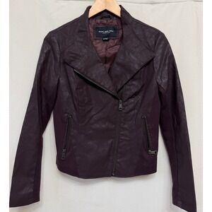 Marc New York Andrew Mark Burgundy Faux Leather Moto Jacket‎ Small MWHTI8301